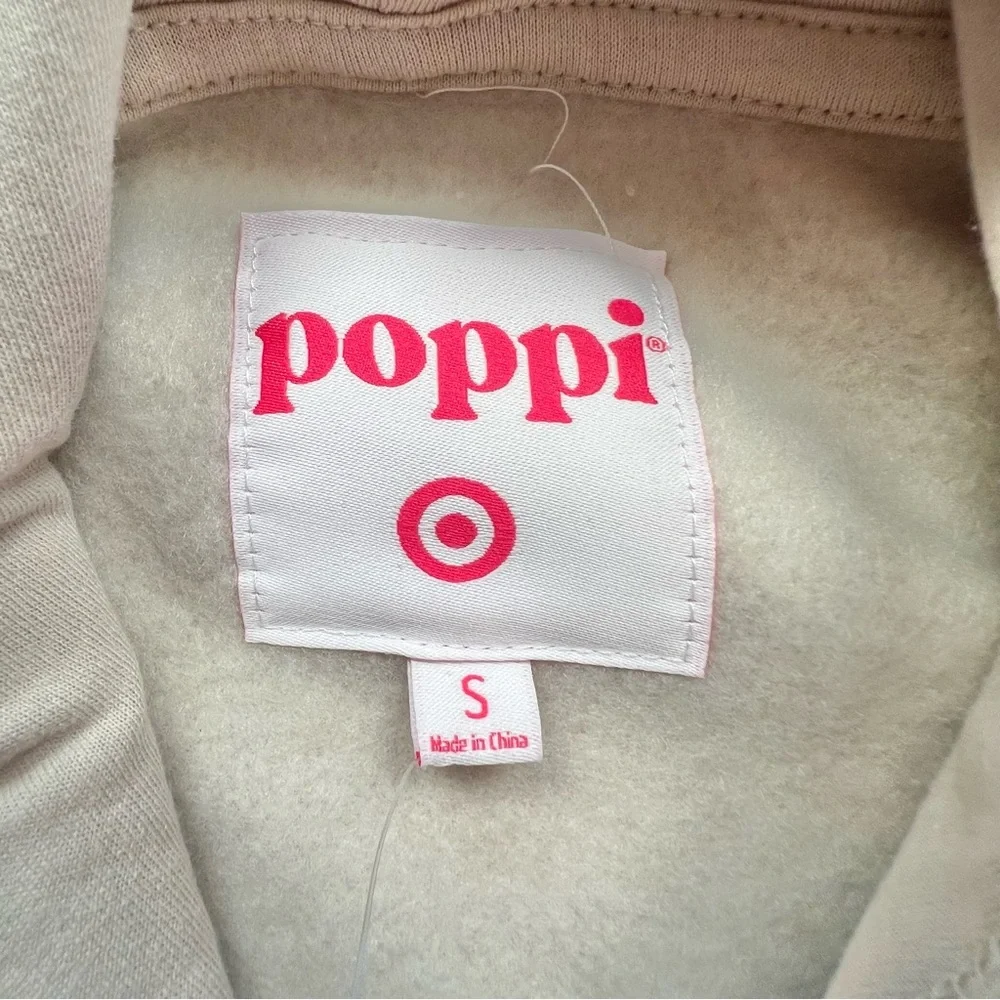 Poppi Beige Hoodie with Pink and Blue Text, S - Picture 6 of 8